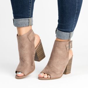 Taupe Slingback Peep Toe Booties Vanita 